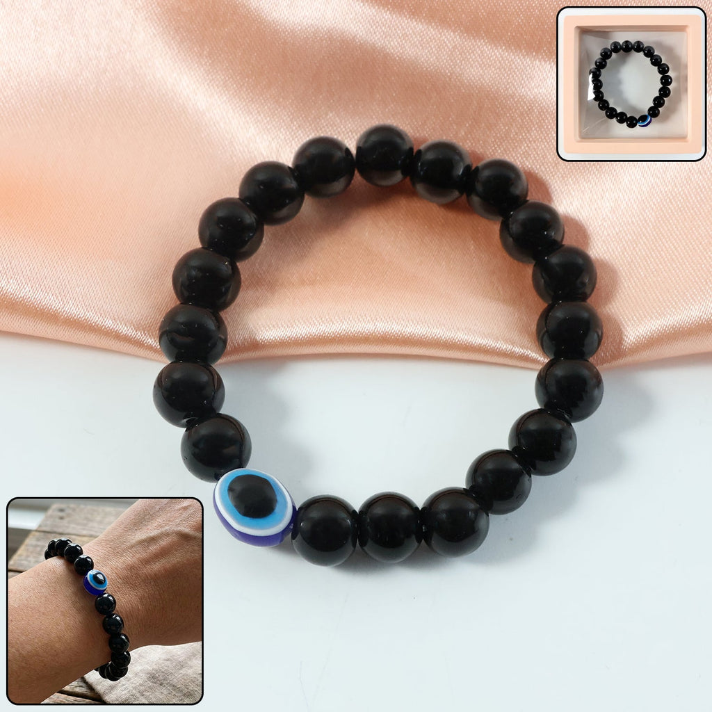 Crystal beaded stretch bracelet with dual-tone soft pink and gold beads