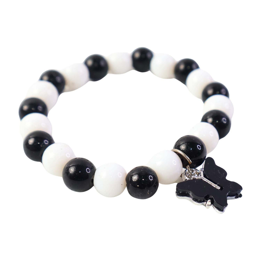 Stylish black and white bracelet displayed on clean white background
