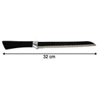 Bread knife used in kitchen with ergonomic grip for smooth cutting
