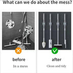 Brown mop and broom holder clips with strong spring grip mechanism