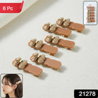 Premium set of 6 fashion bow hair clips with snap closure