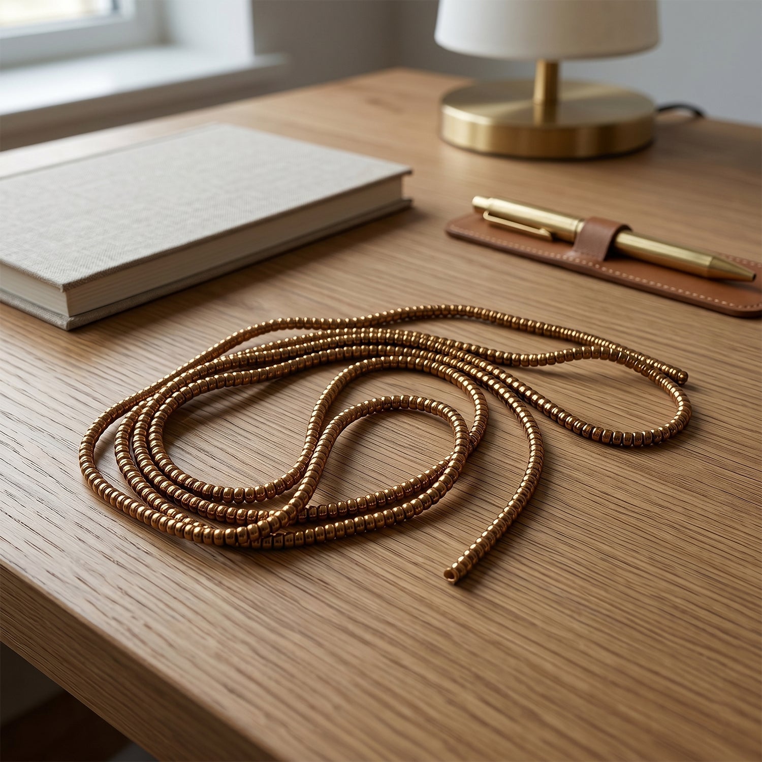 Close-up of brown spiral cable protector sleeve for cable durability