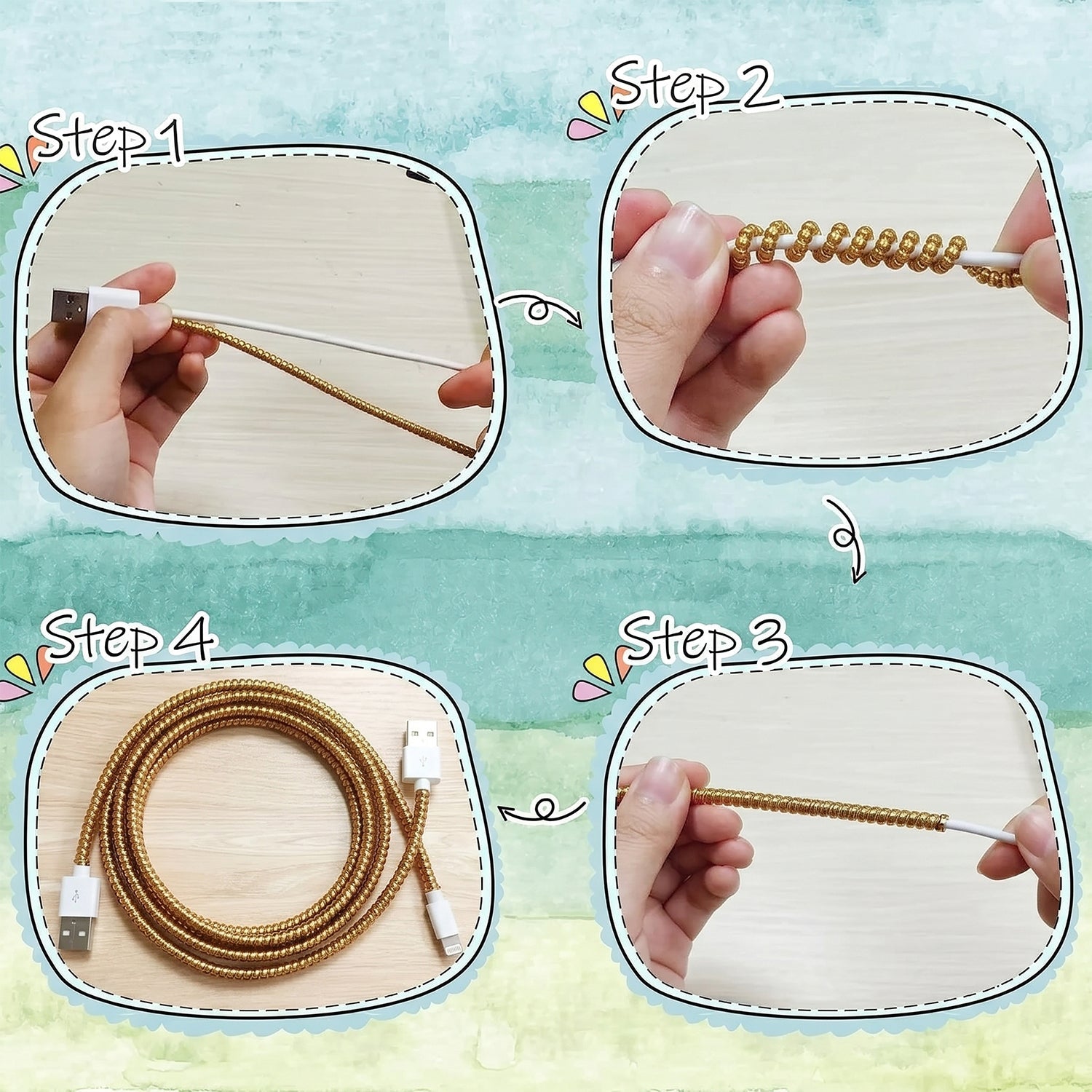 Detailed view of brown spiral cable protector sleeve flexible spiral design