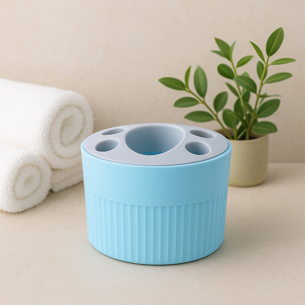 Durable bathroom toothbrush holder stand with 5 organized slots