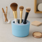 Oval-shaped compact bathroom toothbrush holder stand