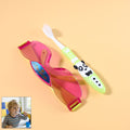 Kids toothbrush with fun panda design and colorful sunglasses toy