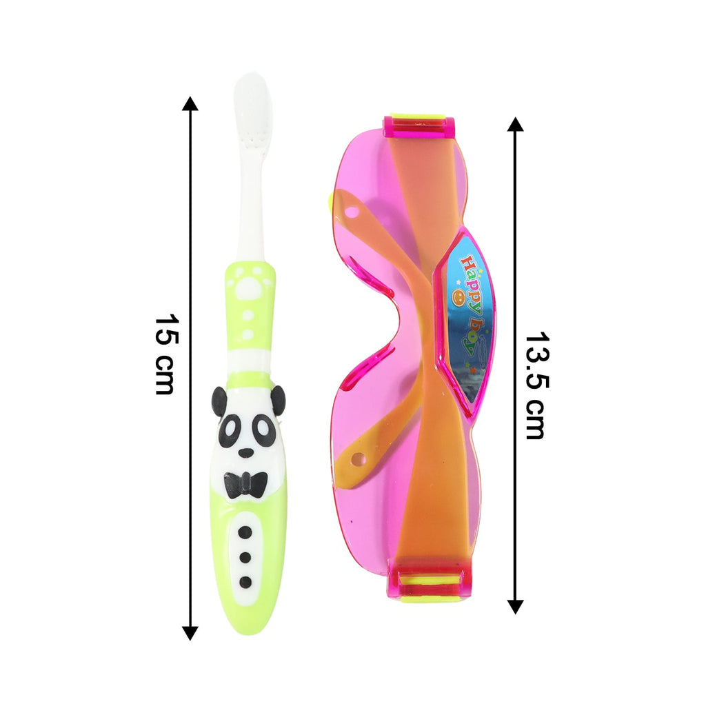Child-friendly panda toothbrush with comfortable grip and cover