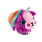 Top view of the plush Kids Unicorn Hair Brush displaying its cute design