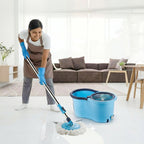 floor cleaning system with circular spin mop and bucket