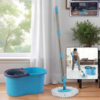 360 degree spin mop bucket set with stainless steel handle for easy cleaning