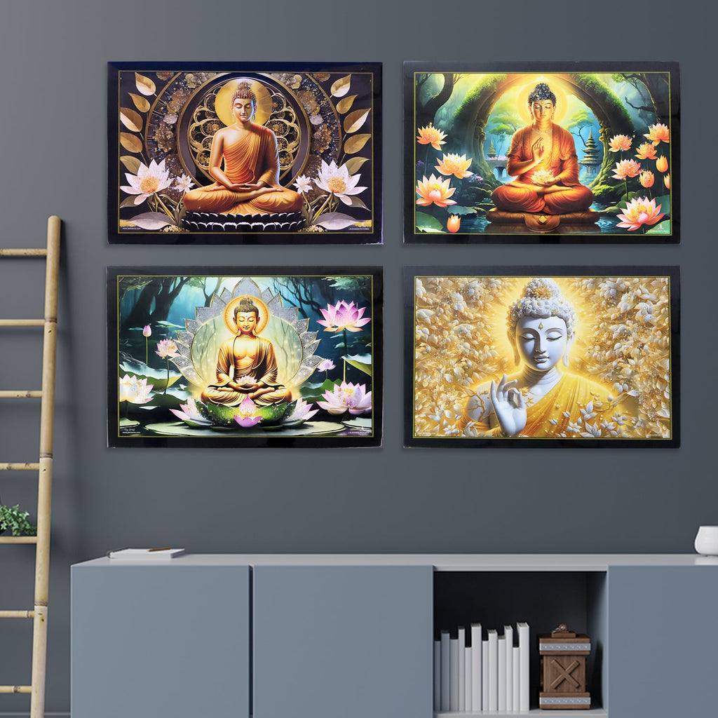 Decorative Buddha wall art featuring calming meditation pose in wooden frame