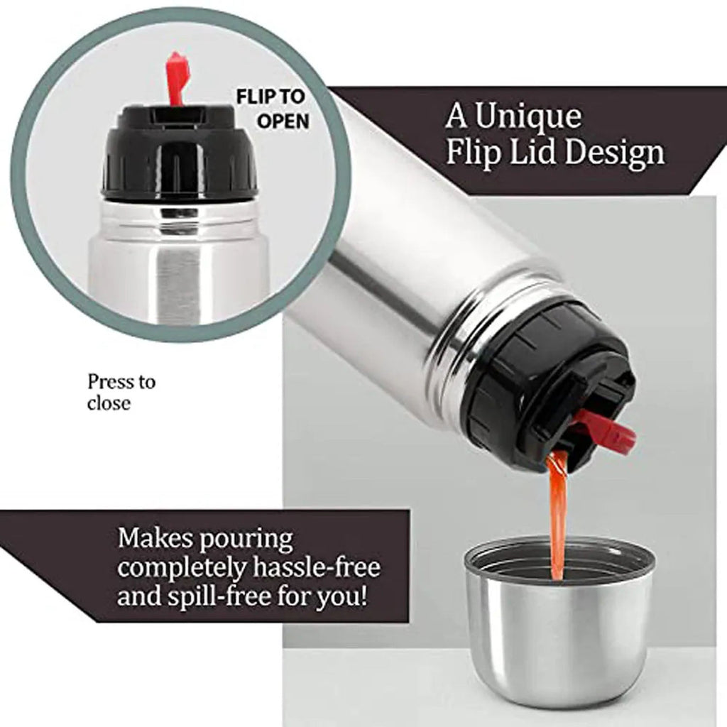 Stainless steel insulated water bottle with easy access push-button lid