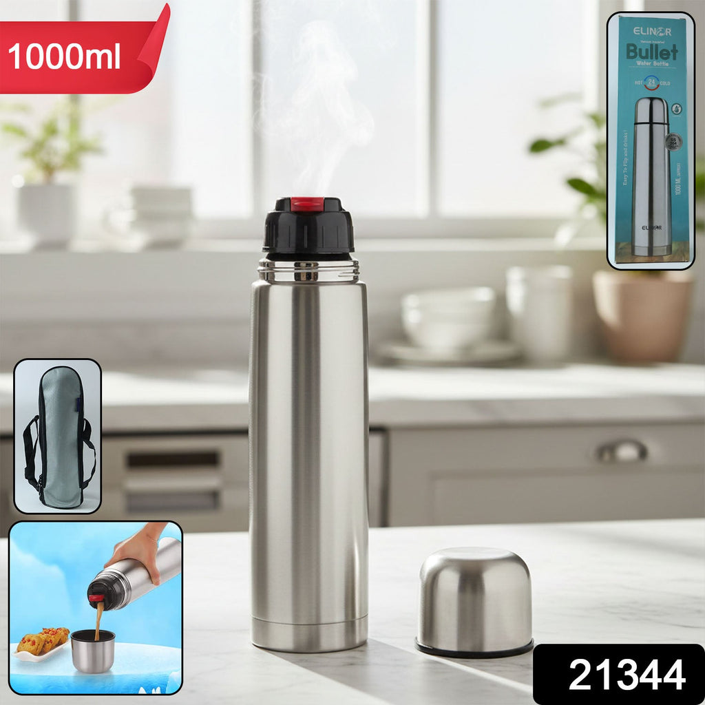 Stainless steel insulated water bottle for hot and cold beverages, 1000ML capacity