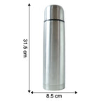 Size chart displaying dimensions of stainless steel vacuum insulated water bottle