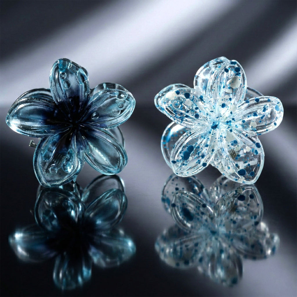 Hair clip accessory showing glossy floral pattern and secure grip