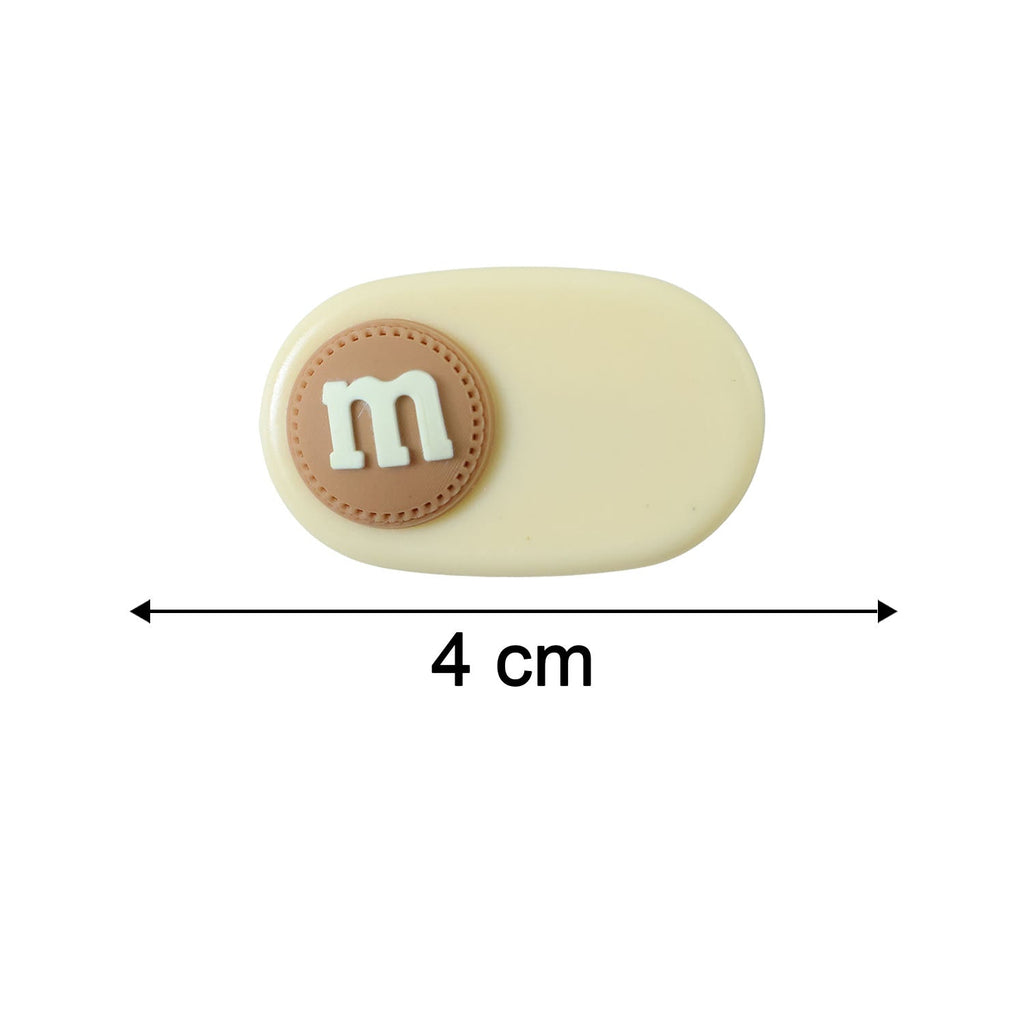 Size reference image displaying dimensions for alphabet letter hair clips