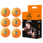 Pack of six durable 3-star orange table tennis balls