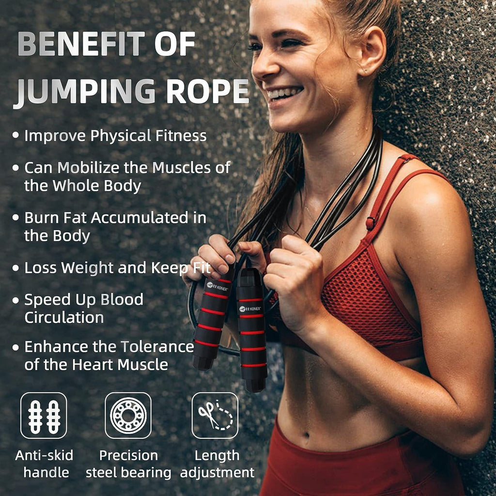 User working out with high-speed skipping rope foam handles