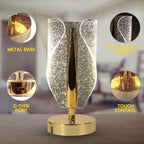 Elegant luxury crystal table lamp with bright LED bulb