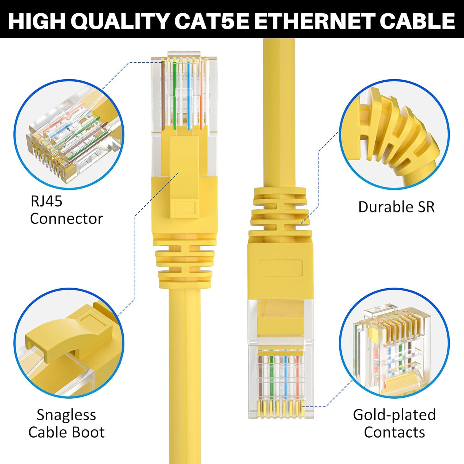 Durable CAT 5E patch cord with PVC insulation for networking devices