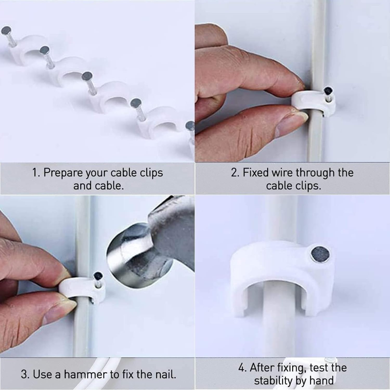 Wall wire holder nail clips for home or office