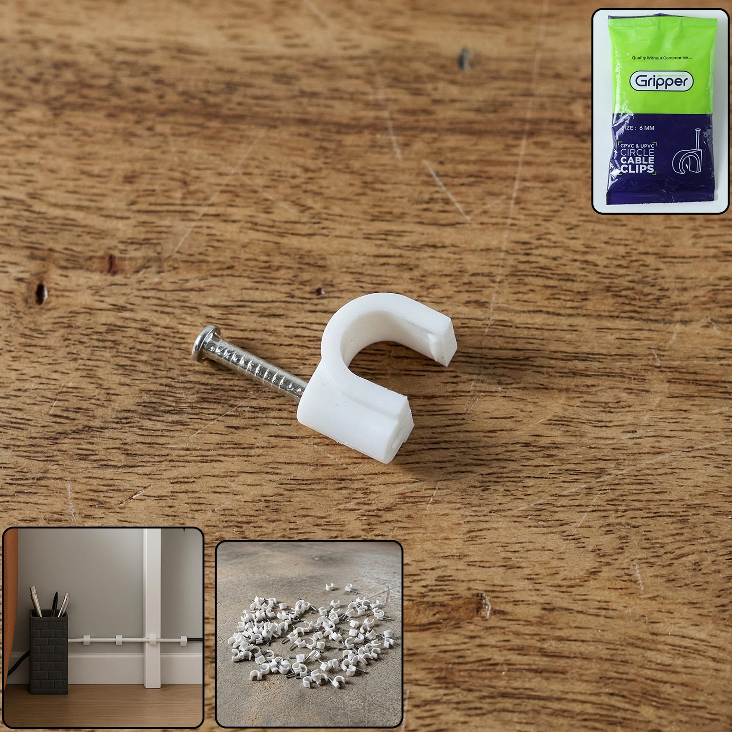 Cable management nail clips for organized wires