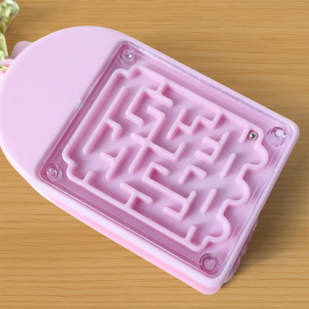 Portable cartoon cat calculator keychain hanging from keys and bag