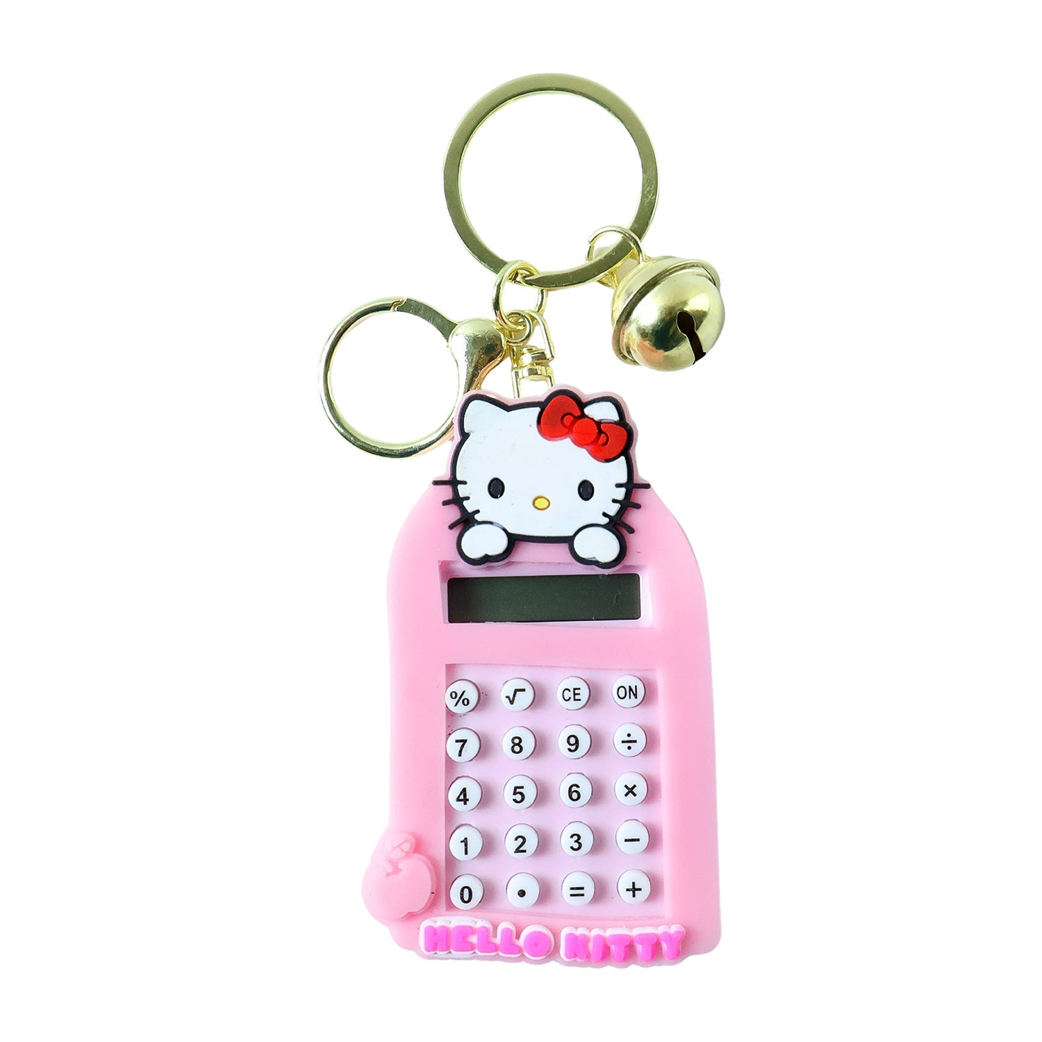 Cute cat themed calculator keychain with strong metal key ring holder