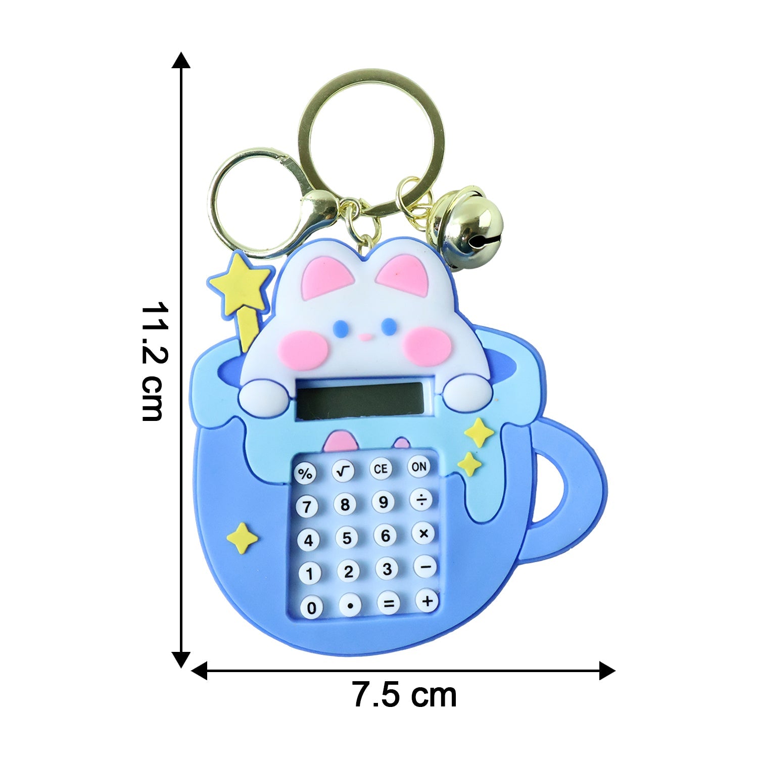 Mini digital calculator keychain with bunny design