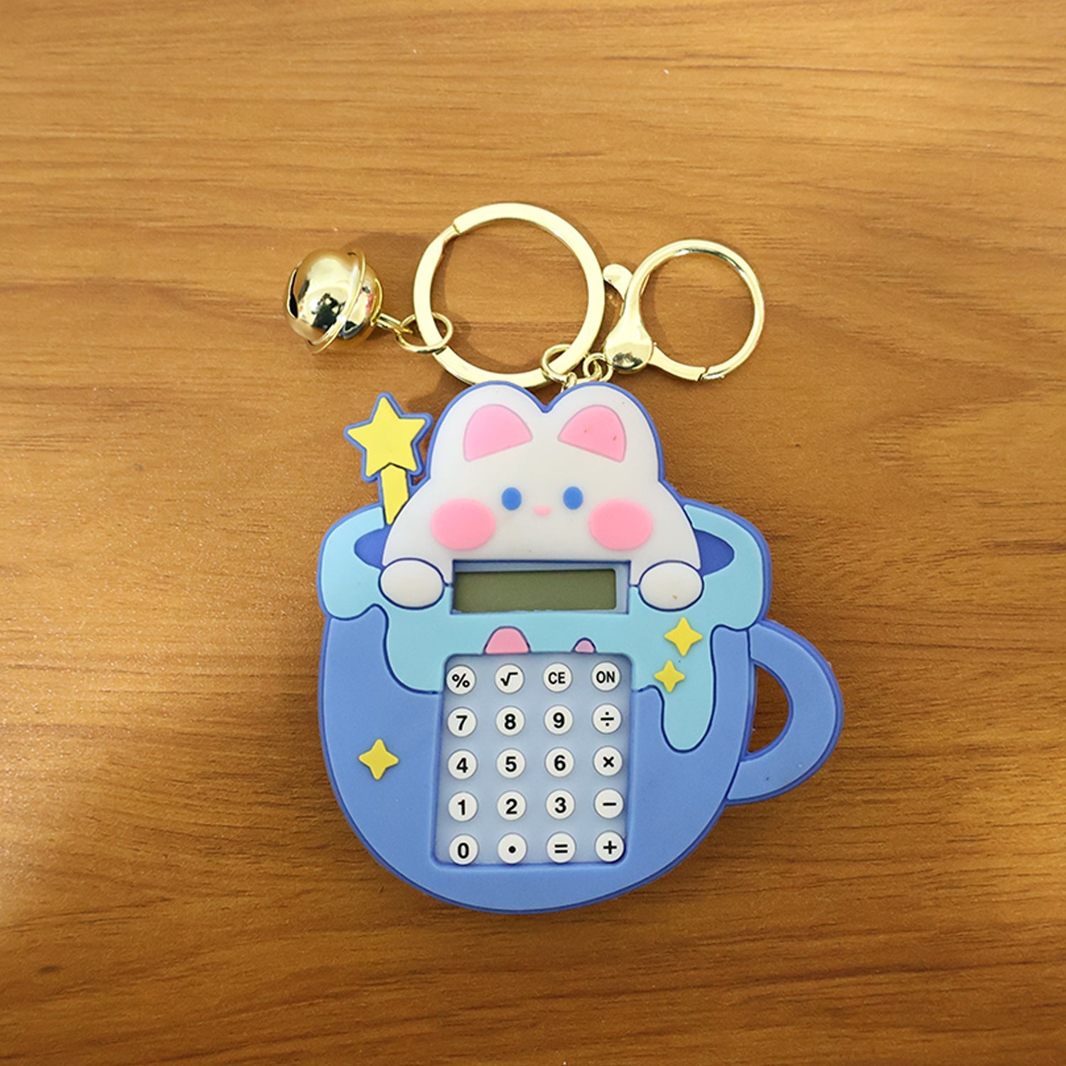 Compact and portable bunny calculator keychain accessory