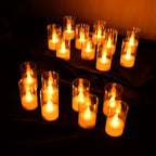 Detailed view of transparent covered LED flameless candles