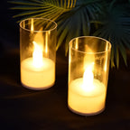 Single LED flameless candle with transparent plastic cover emitting soft light