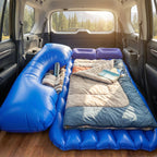 Inflatable car bed for rear seat comfort