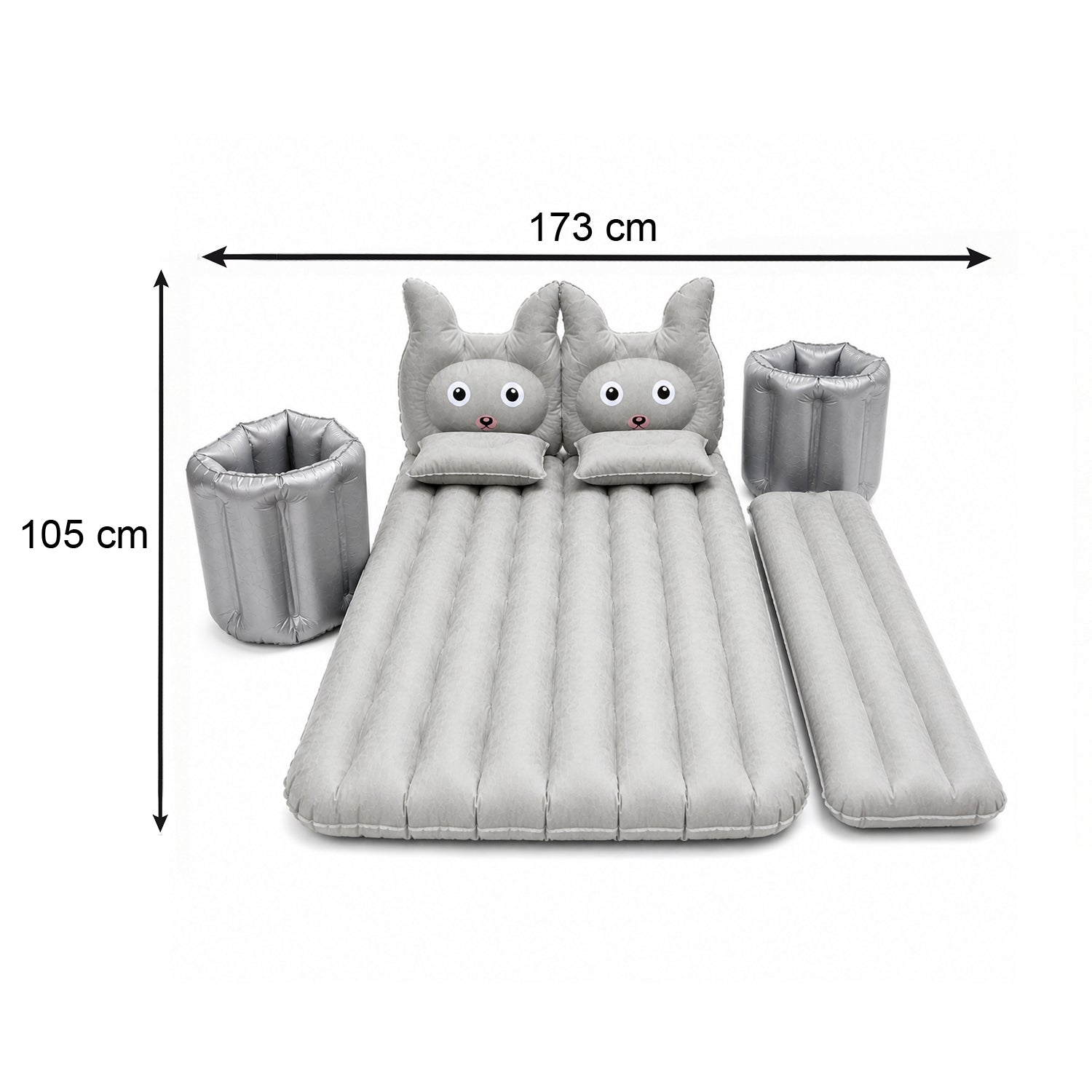 Folded inflatable car mattress for easy storage and portability