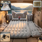 Portable inflatable car air mattress with a pump and supportive cushions
