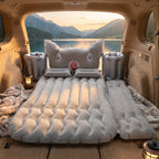 Car air mattress setup inside vehicle for a comfortable travel experience