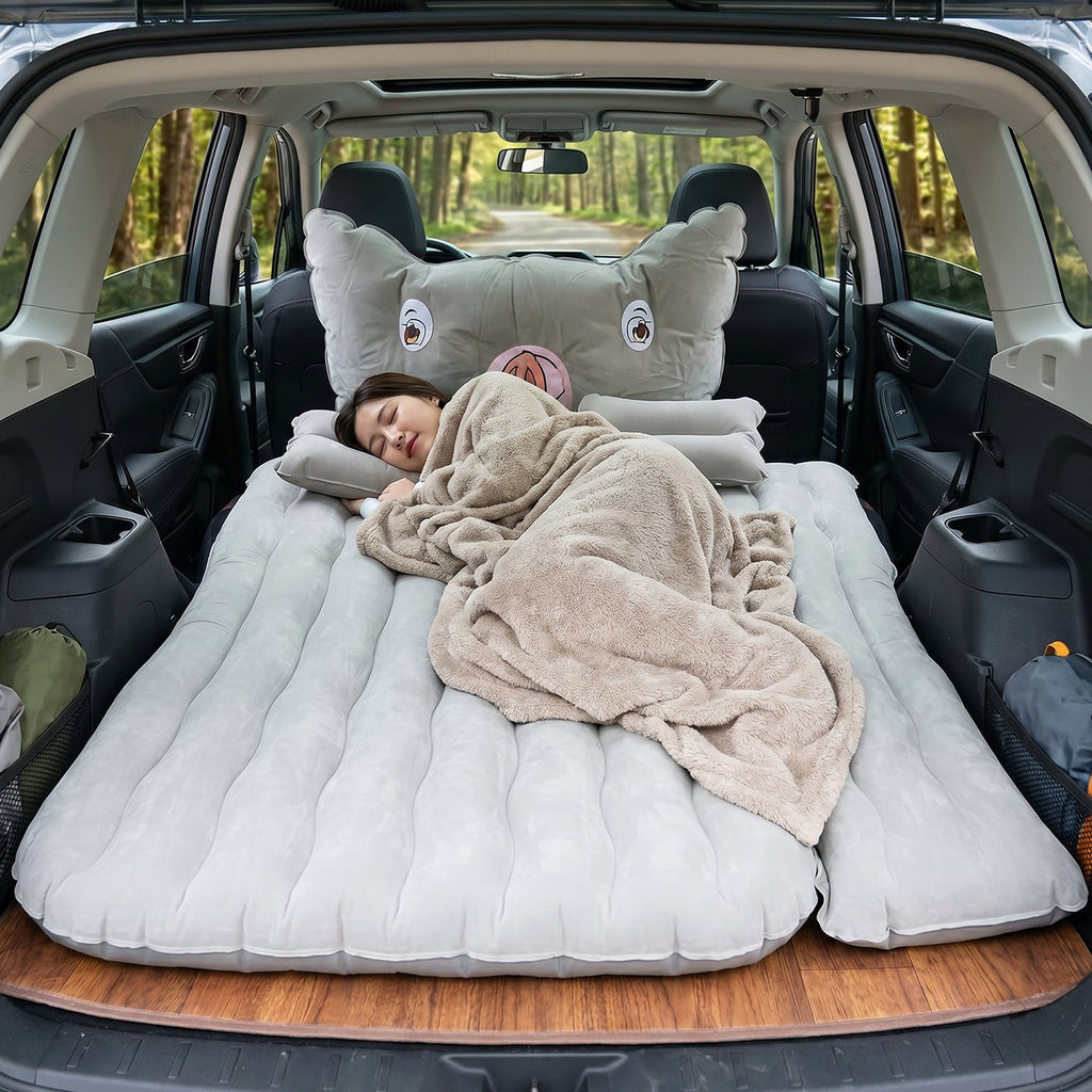 Electric pump included with car air mattress set for quick inflation
