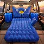 Complete inflatable car bed set including cushions and pump