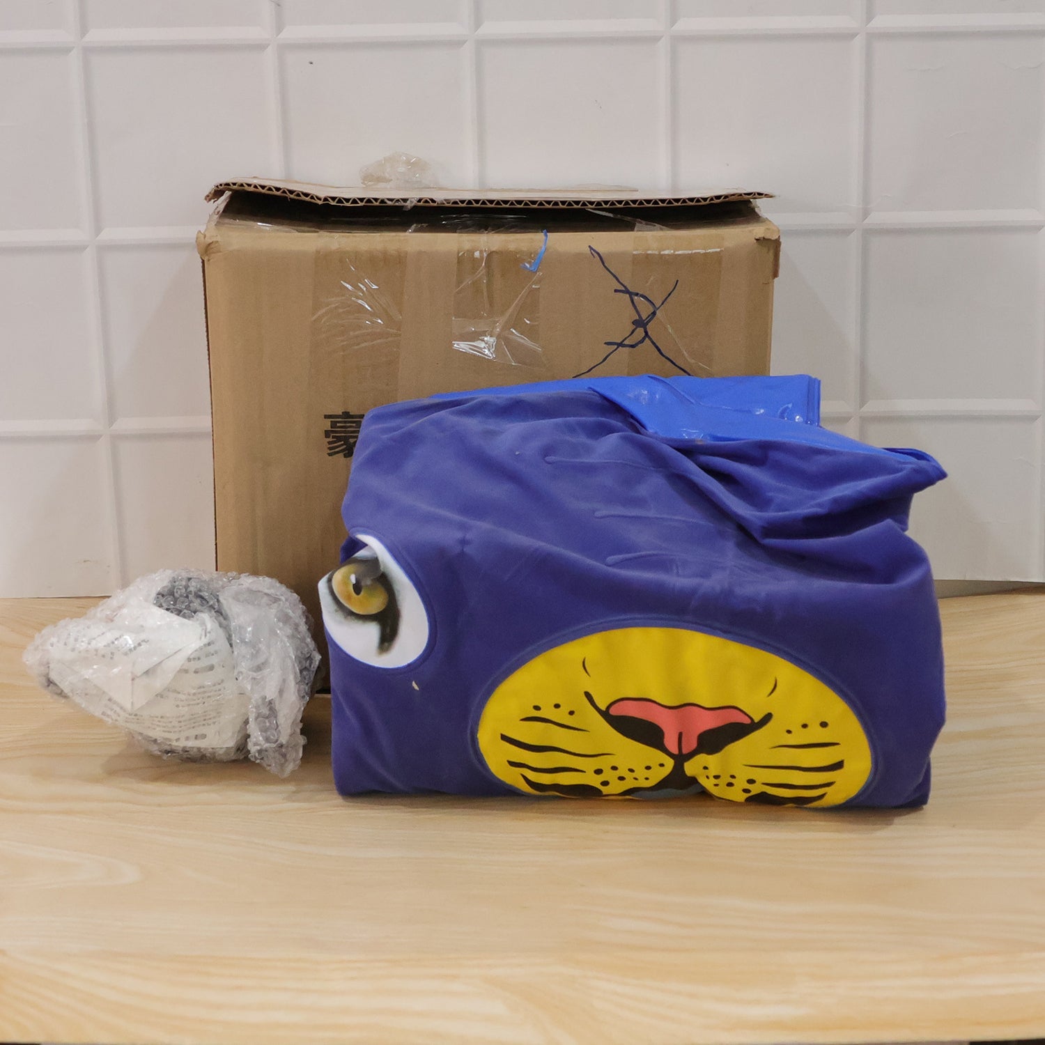 Inflatable car mattress bed with cushions and pump setup
