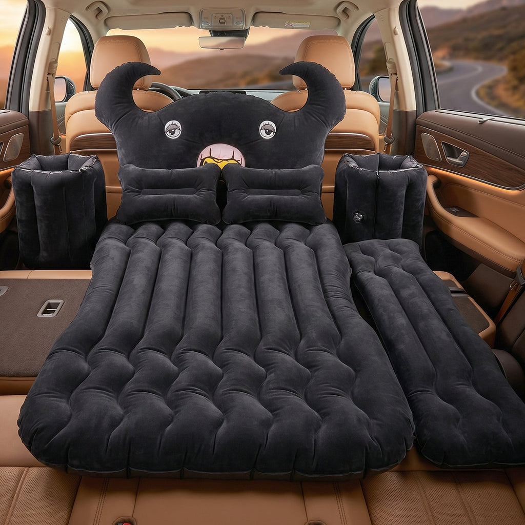 Folded car air mattress bed set ready for storage