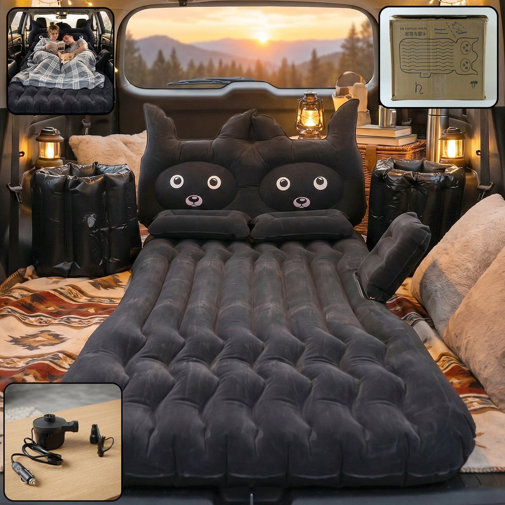 Car air mattress inflatable bed with black cat pillow for travel