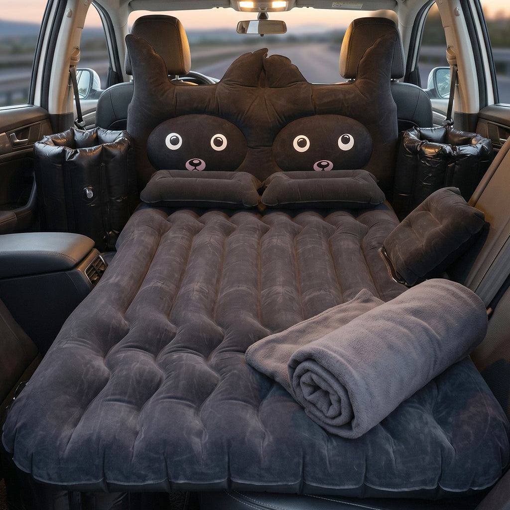 Car air mattress folded for easy storage or transport