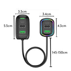 Multi device car charger splitter with long cable