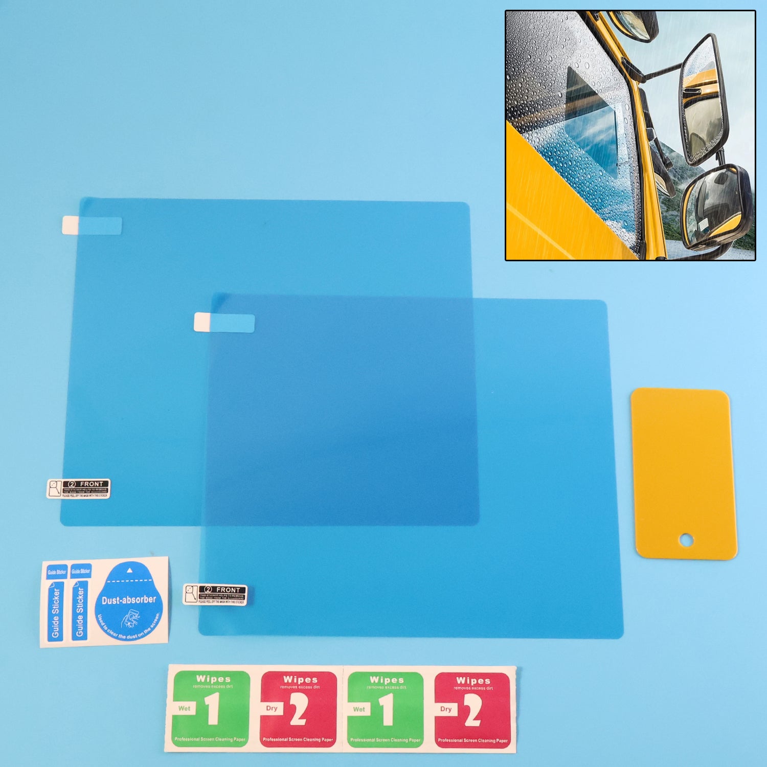 Anti-fog mirror protection film applied to car side mirror for clear visibility