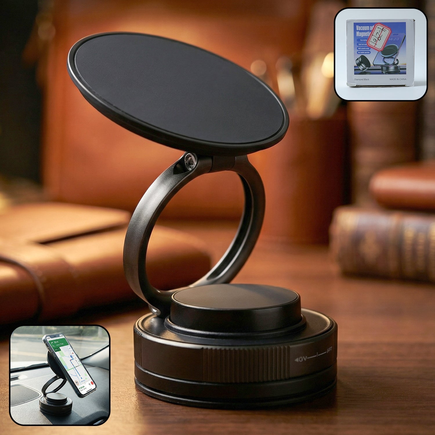 360° rotatable magnetic mobile phone holder stand for cars and desks