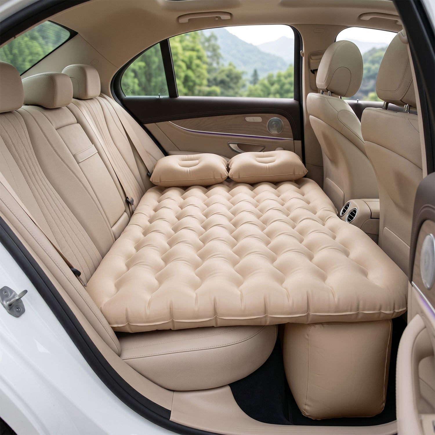 Folded compact car air mattress for storage