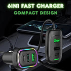 Universal car charger with RGB LED lighting