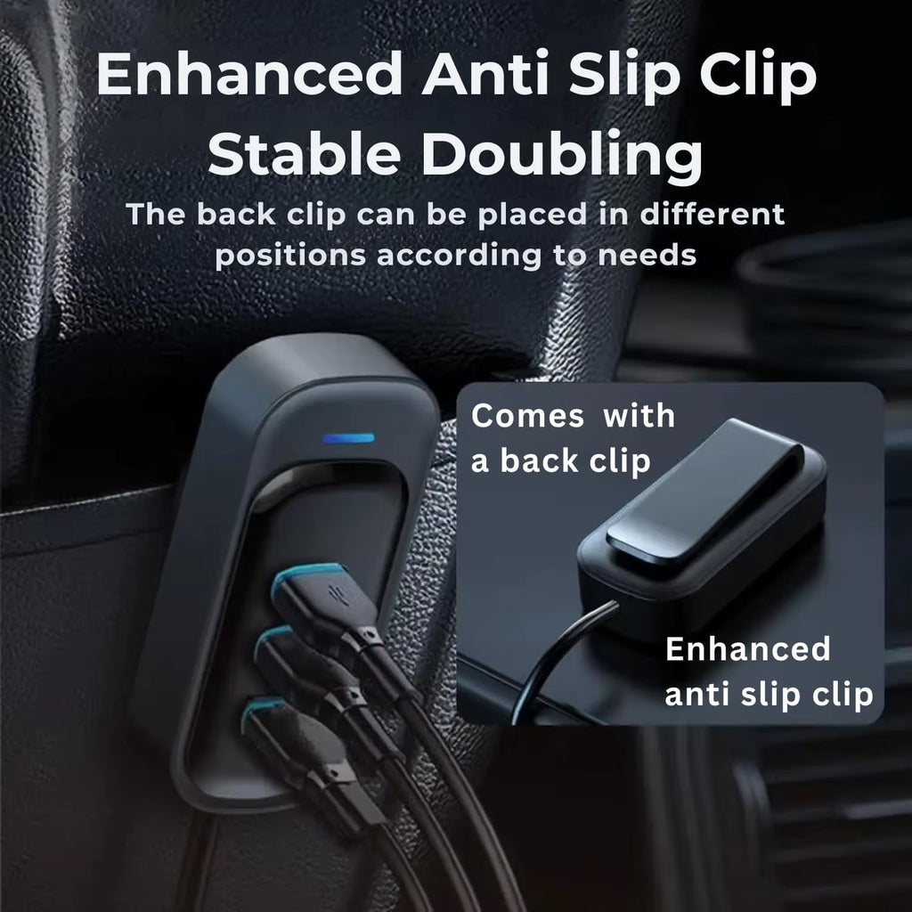 Multi port USB car charger extension with LED lighting