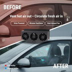 Durable ABS plastic triple fan car ventilator for heat and odor removal