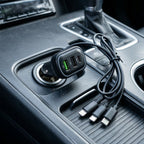Car charger adapter with multiple USB ports and LED lighting